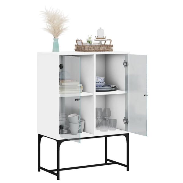 Weißer Beistellschrank Antonya 69x37x100cm (mit Glastüren)