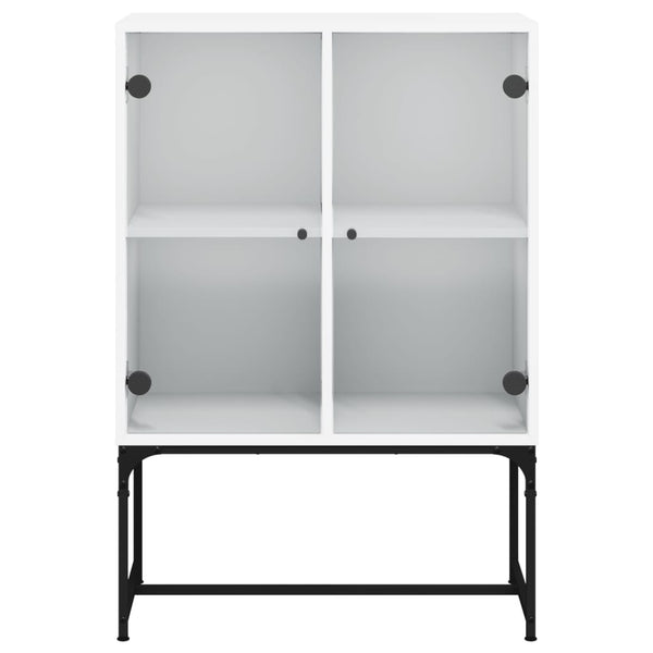 Weißer Beistellschrank Antonya 69x37x100cm (mit Glastüren)