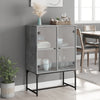 Betongrauer Beistellschrank Antonya 69x37x100cm (mit Glastür)
