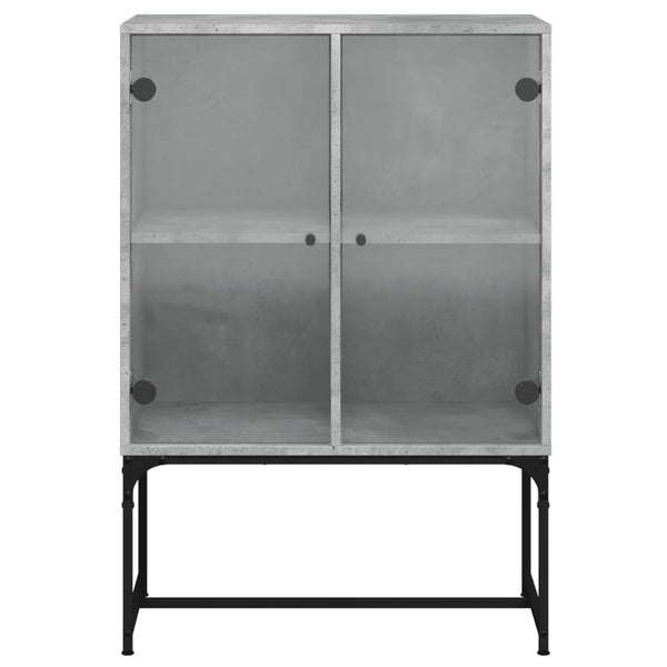 Betongrauer Beistellschrank Antonya 69x37x100cm (mit Glastür)