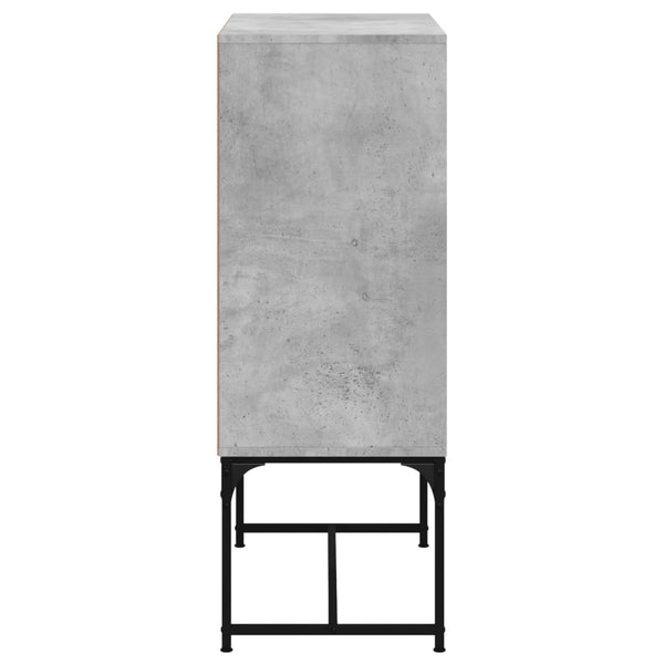Betongrauer Beistellschrank Antonya 69x37x100cm (mit Glastür)