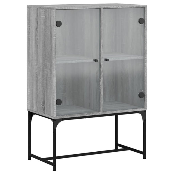 Grauer Beistellschrank Antonya 69x37x100cm (mit Glastür Sonoma)
