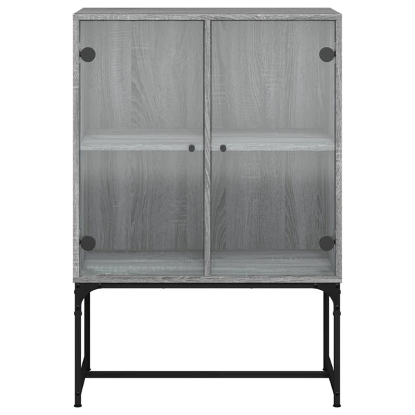 Grauer Beistellschrank Antonya 69x37x100cm (mit Glastür Sonoma)