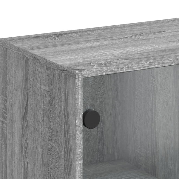 Grauer Beistellschrank Antonya 69x37x100cm (mit Glastür Sonoma)