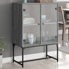 Grauer Beistellschrank Antonya 69x37x100cm (mit Glastür Sonoma)