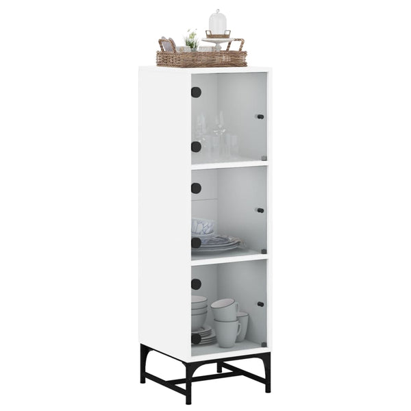 Weißer Schrank mit Glastüren Kayleigh 35x37x120cm