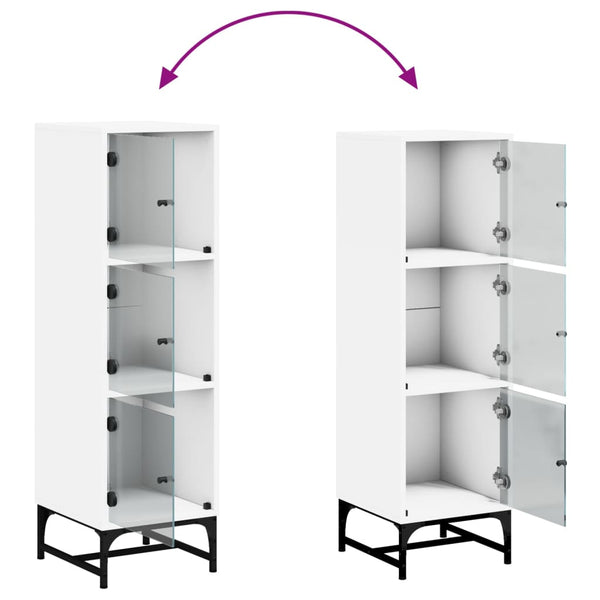 Weißer Schrank mit Glastüren Kayleigh 35x37x120cm