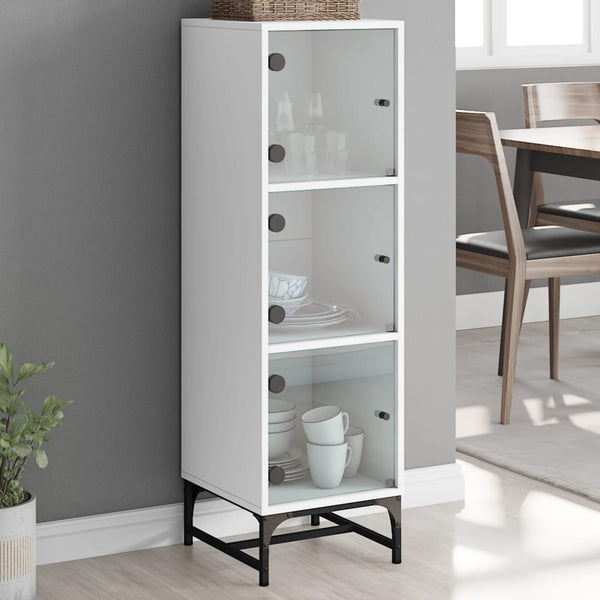 Weißer Schrank mit Glastüren Kayleigh 35x37x120cm