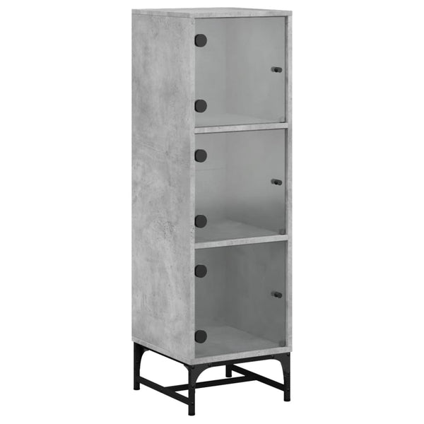 Betongrauer Schrank mit Glastüren Kayleigh 35x37x120cm
