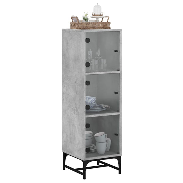 Betongrauer Schrank mit Glastüren Kayleigh 35x37x120cm