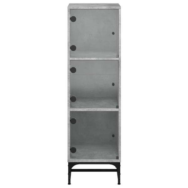 Betongrauer Schrank mit Glastüren Kayleigh 35x37x120cm