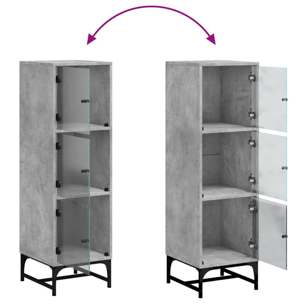 Betongrauer Schrank mit Glastüren Kayleigh 35x37x120cm
