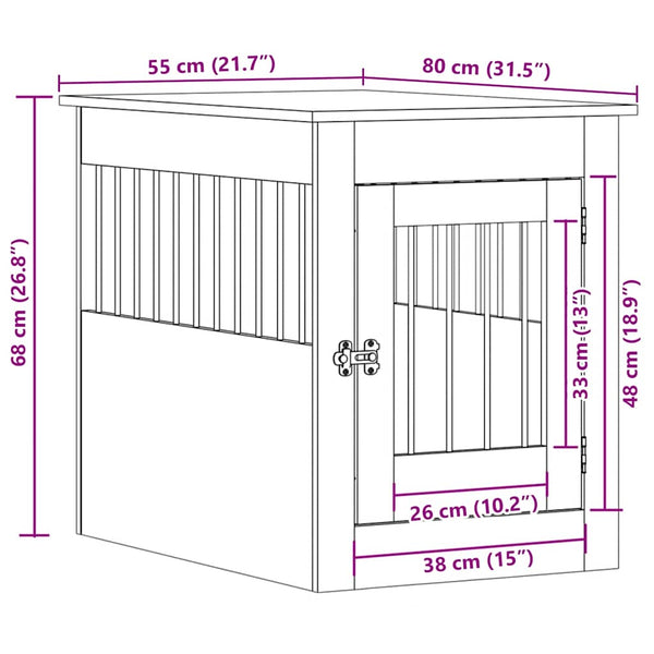 Hundebox/Möbel Lebada 55x80x68cm aus geräucherter Eiche (Holz)