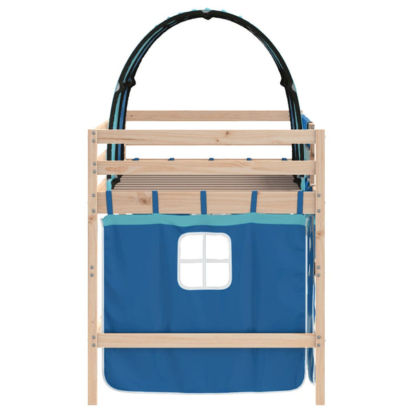 Blaues Kinderhochbett mit Tunnel Gavra 90x190cm (Kiefer)