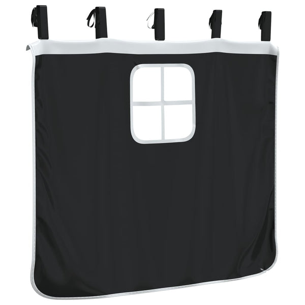 Schwarz-weißes Hochbett mit Vorhängen, Tunnel und Turm Walker (Polyester)