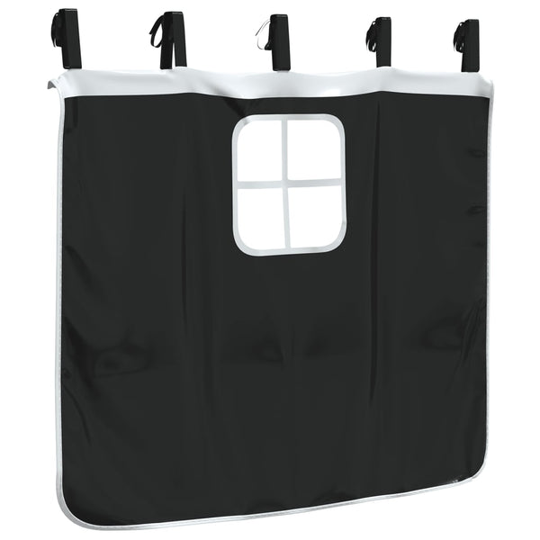 Schwarz-weißes Hochbett mit Vorhängen, Tunnel und Turm Walker (Polyester)
