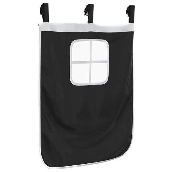 Schwarz-weißes Hochbett mit Vorhängen, Tunnel und Turm Walker (Polyester)