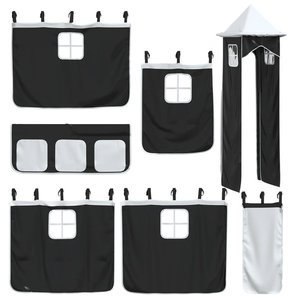 Schwarz-weißes Hochbettzelt mit Turm Grette (Polyester)