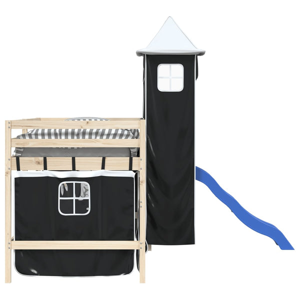 Schwarz-weißes Hochbettzelt mit Turm Grette (Polyester)