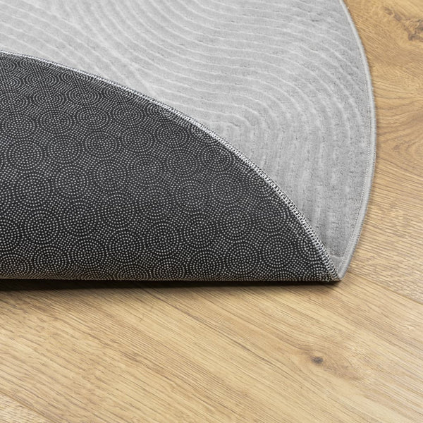 Grauer Kurzflor-Teppich skandinavisch Ahad Ø 100cm