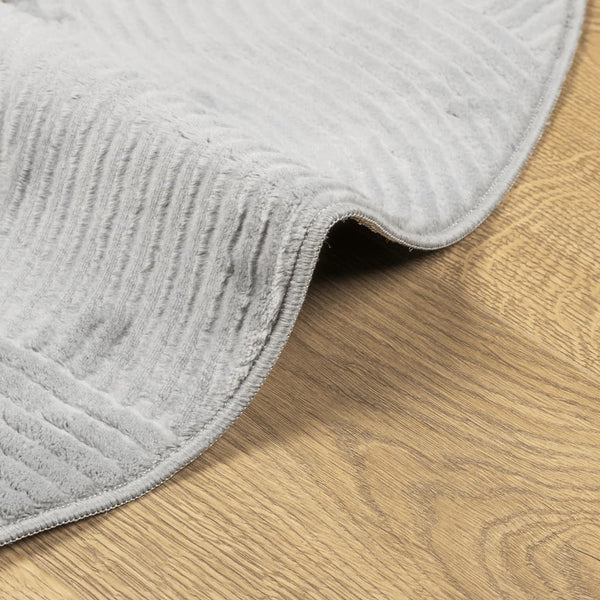 Grauer Kurzflor-Teppich skandinavisch Ahad Ø 100cm