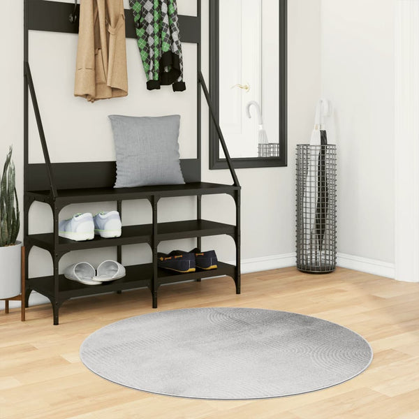 Grauer Kurzflor-Teppich skandinavisch Ahad Ø 100cm