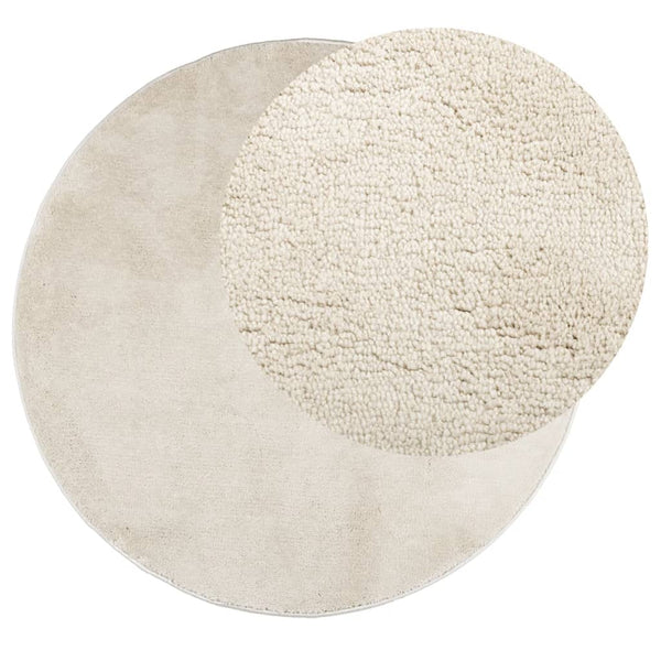 Beige Teppich Oviedo Kurzflor Pinkey Ø 120cm