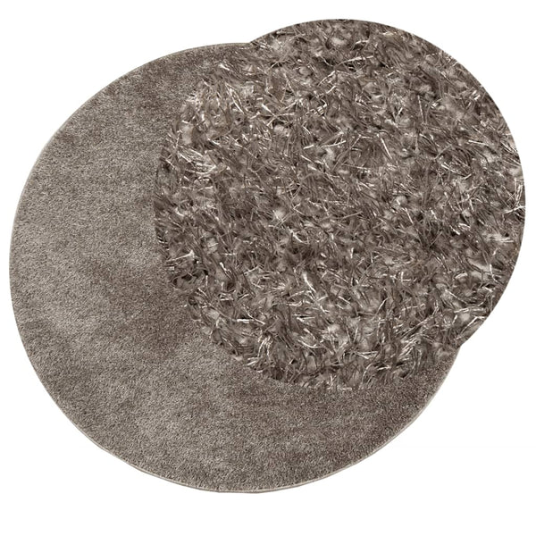 Grauer Teppich Istan Hochflor glänzend Inhan Ø 100cm