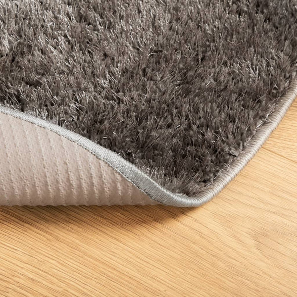 Grauer Teppich Istan Hochflor glänzend Inhan Ø 100cm