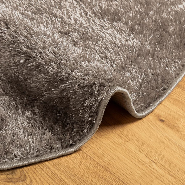Grauer Teppich Istan Hochflor glänzend Inhan Ø 100cm