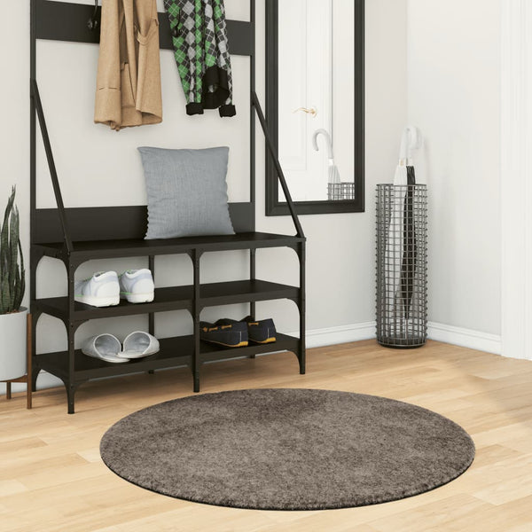Grauer Teppich Istan Hochflor glänzend Inhan Ø 100cm
