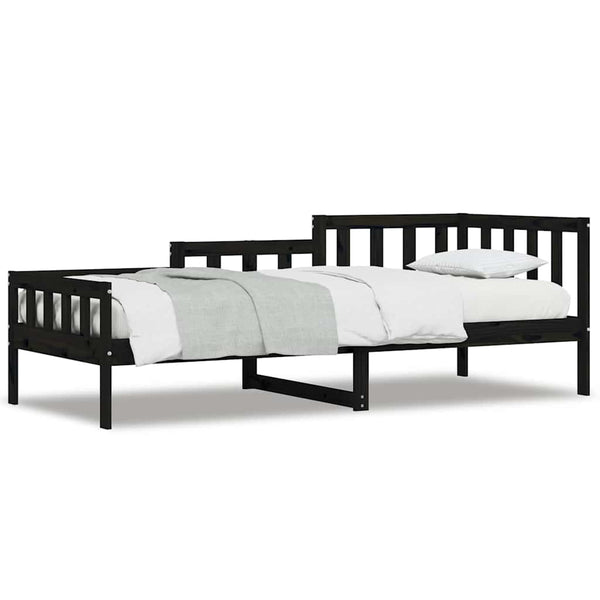 Schwarzes Schlafsofa Stereana 80x200cm (Kiefer)