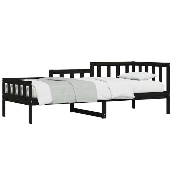 Schwarzes Schlafsofa Stereana 80x200cm (Kiefer)