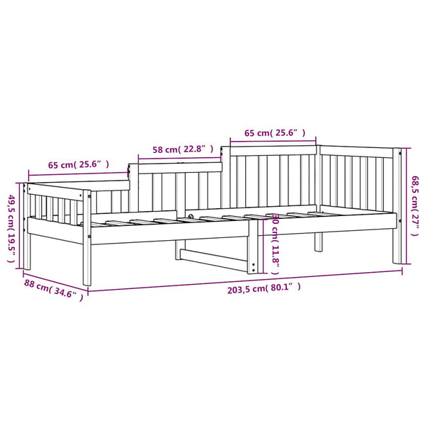 Schwarzes Schlafsofa Stereana 80x200cm (Kiefer)
