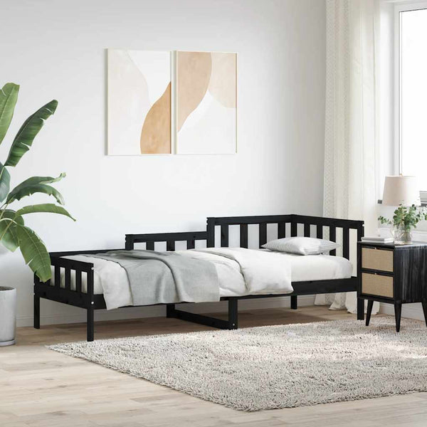 Schwarzes Schlafsofa Stereana 80x200cm (Kiefer)