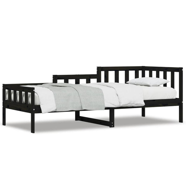 Schwarzes Schlafsofa Stereana 90x190cm (Kiefer)