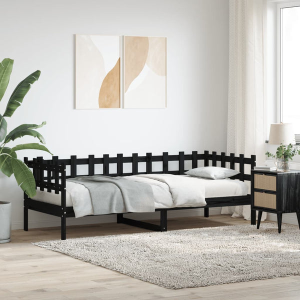 Schwarzes Schlafsofa Iuvenale 90x190cm (Kiefer)