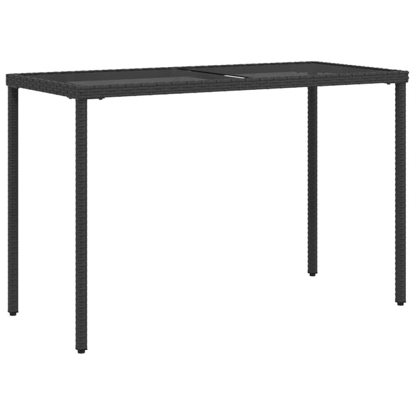 Schwarzer Gartentisch mit Glasplatte Marghiolisa 115x54x74cm (Polyrattan)