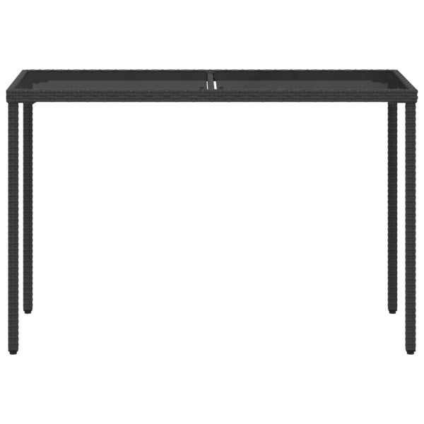 Schwarzer Gartentisch mit Glasplatte Marghiolisa 115x54x74cm (Polyrattan)