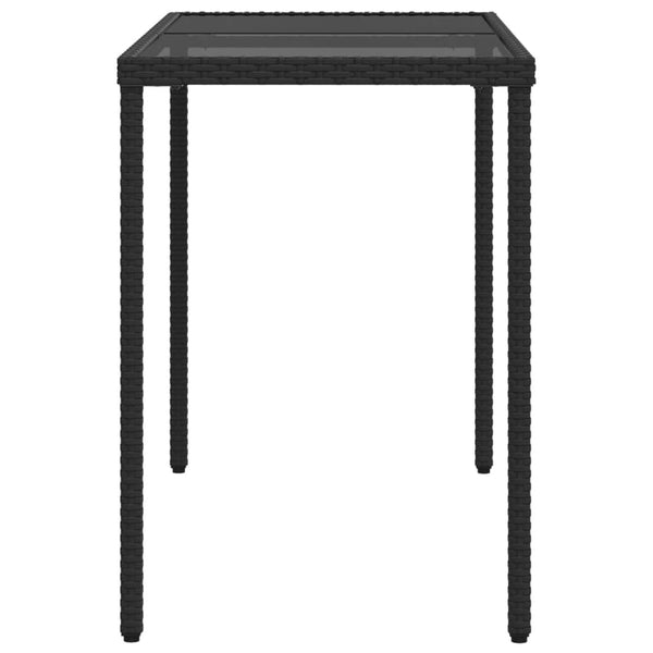 Schwarzer Gartentisch mit Glasplatte Marghiolisa 115x54x74cm (Polyrattan)