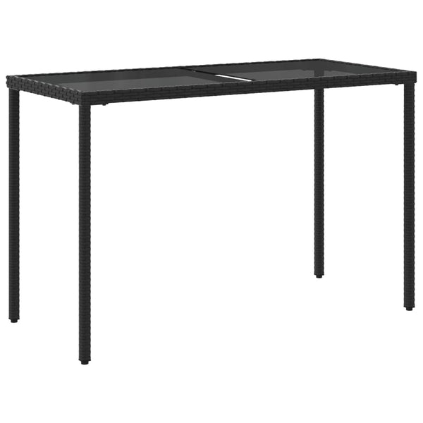 Schwarzer Gartentisch mit Glasplatte Marghiolisa 115x54x74cm (Polyrattan)