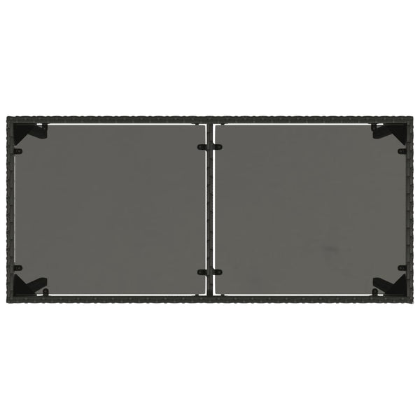 Schwarzer Gartentisch mit Glasplatte Marghiolisa 115x54x74cm (Polyrattan)
