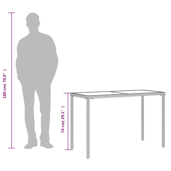 Brauner Gartentisch Marghiolisa 115x54x74cm (Polyrattan)