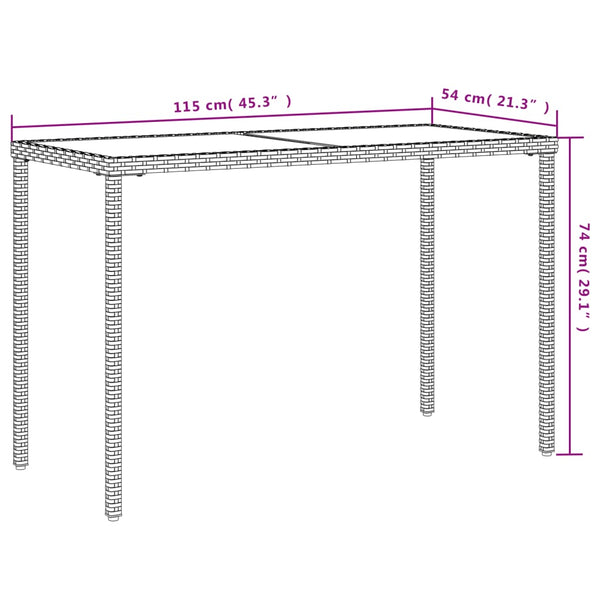 Brauner Gartentisch Marghiolisa 115x54x74cm (Polyrattan)