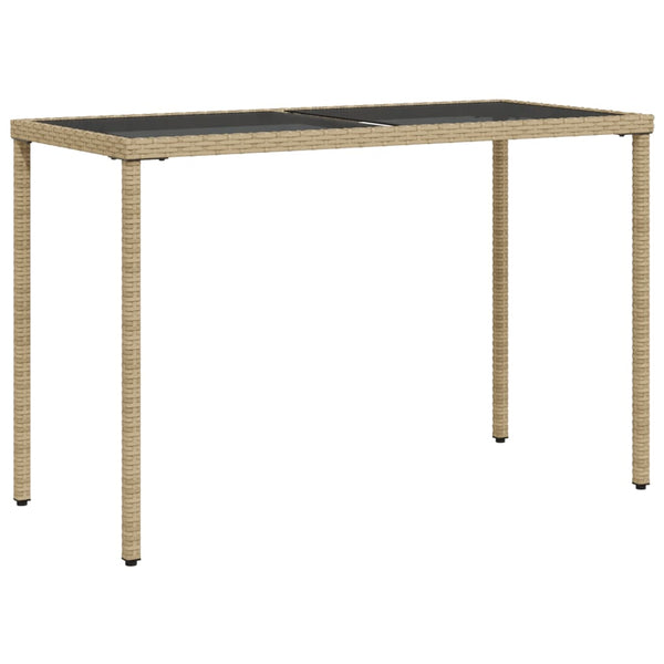 Beiger Gartentisch Marghiolisa 115x54x74cm (Glasplatte Polyrattan)
