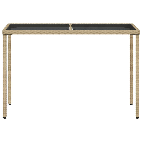 Beiger Gartentisch Marghiolisa 115x54x74cm (Glasplatte Polyrattan)