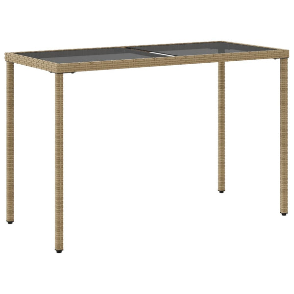 Beiger Gartentisch Marghiolisa 115x54x74cm (Glasplatte Polyrattan)