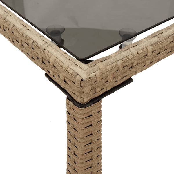 Beiger Gartentisch Marghiolisa 115x54x74cm (Glasplatte Polyrattan)
