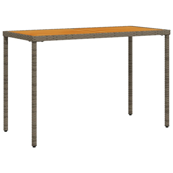 Grauer Gartentisch Akazie Tischplatte Marghiolisa 115x54x74cm (Polyrattan)