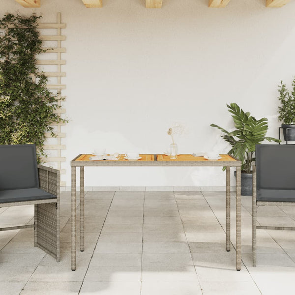 Grauer Gartentisch Akazie Tischplatte Marghiolisa 115x54x74cm (Polyrattan)